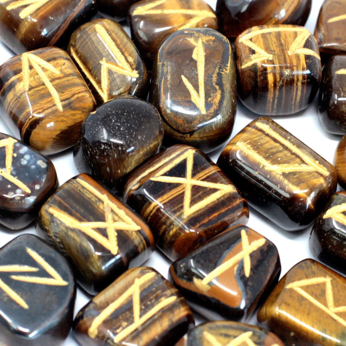 Bliss Runes Stone Set in Pouch - Tiger Eye