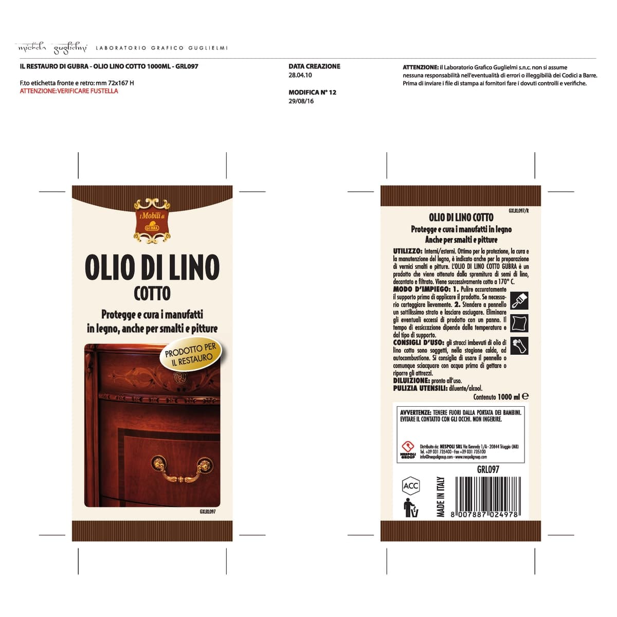 BOILED LINSEED OIL 1000 ML - best price from Maltashopper.com BR470312143