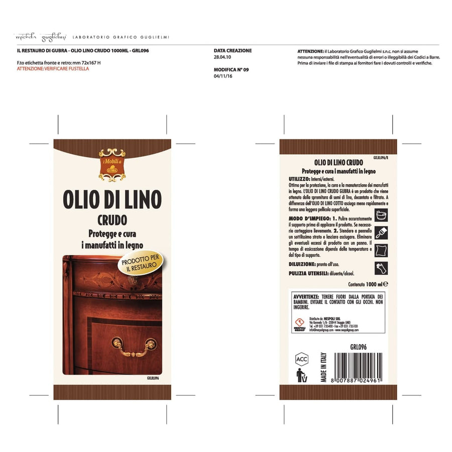 RAW LINSEED OIL 1000 ML - best price from Maltashopper.com BR470312142