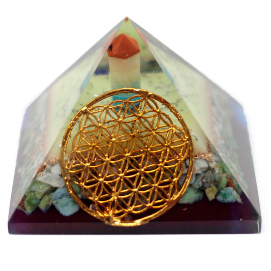 Lrg Organite Pyramid 70mm - Flower of life symbol - best price from Maltashopper.com ORGN-14