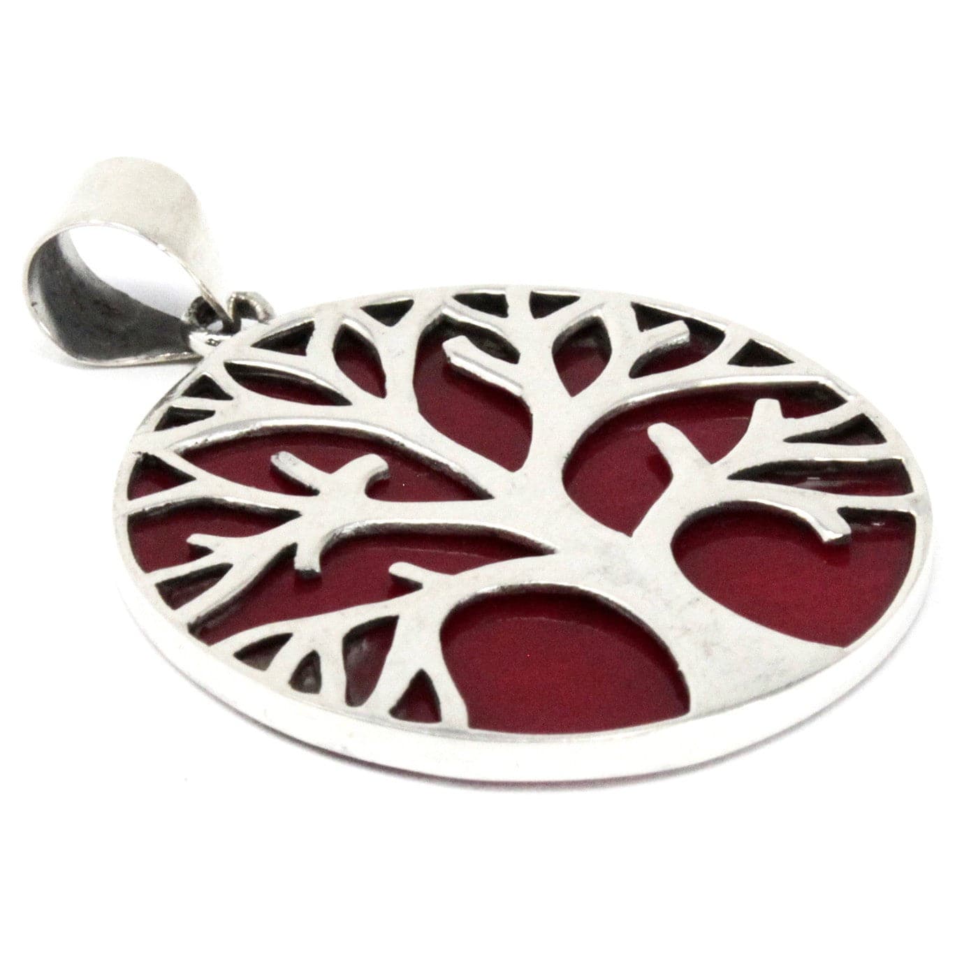 Tree of Life Silver Pendent 30mm - Coral Effect - best price from Maltashopper.com TOLSP-01
