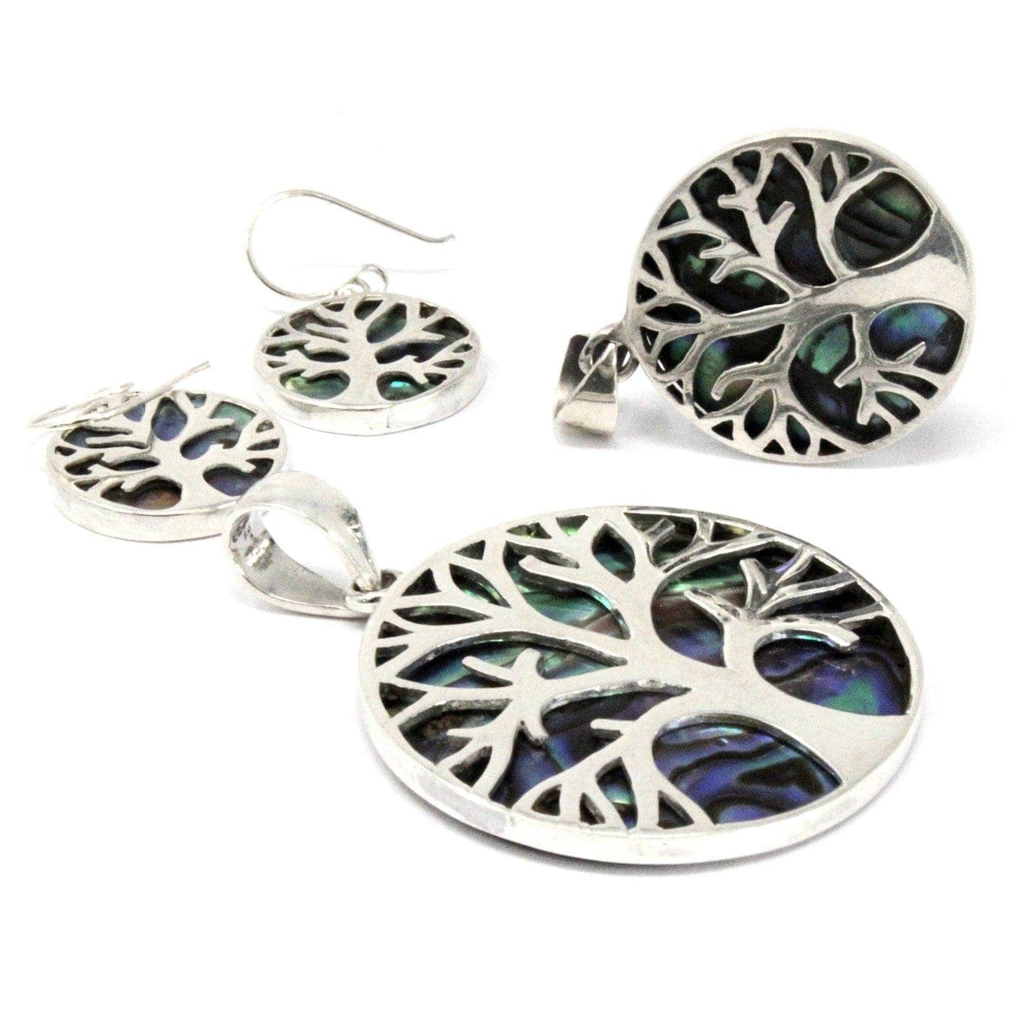 Bliss Tree of Life Silver Earrings 15mm - Abalone