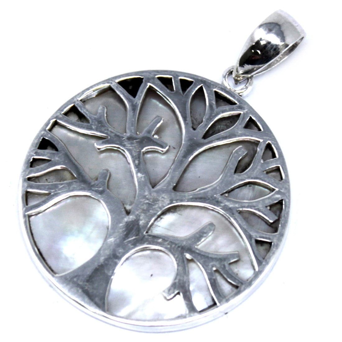 Bliss Tree of Life Silver Pendent 30mm - Mother of Pearl