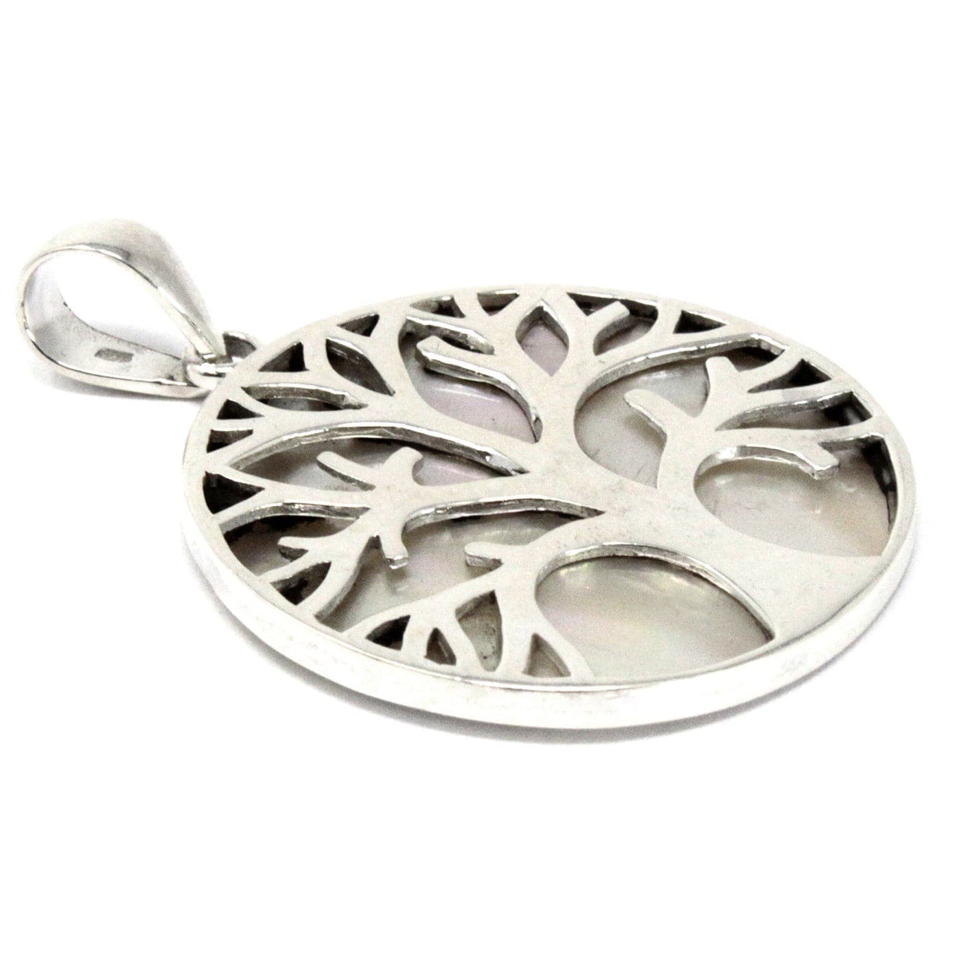 Bliss Tree of Life Silver Pendent 30mm - Mother of Pearl