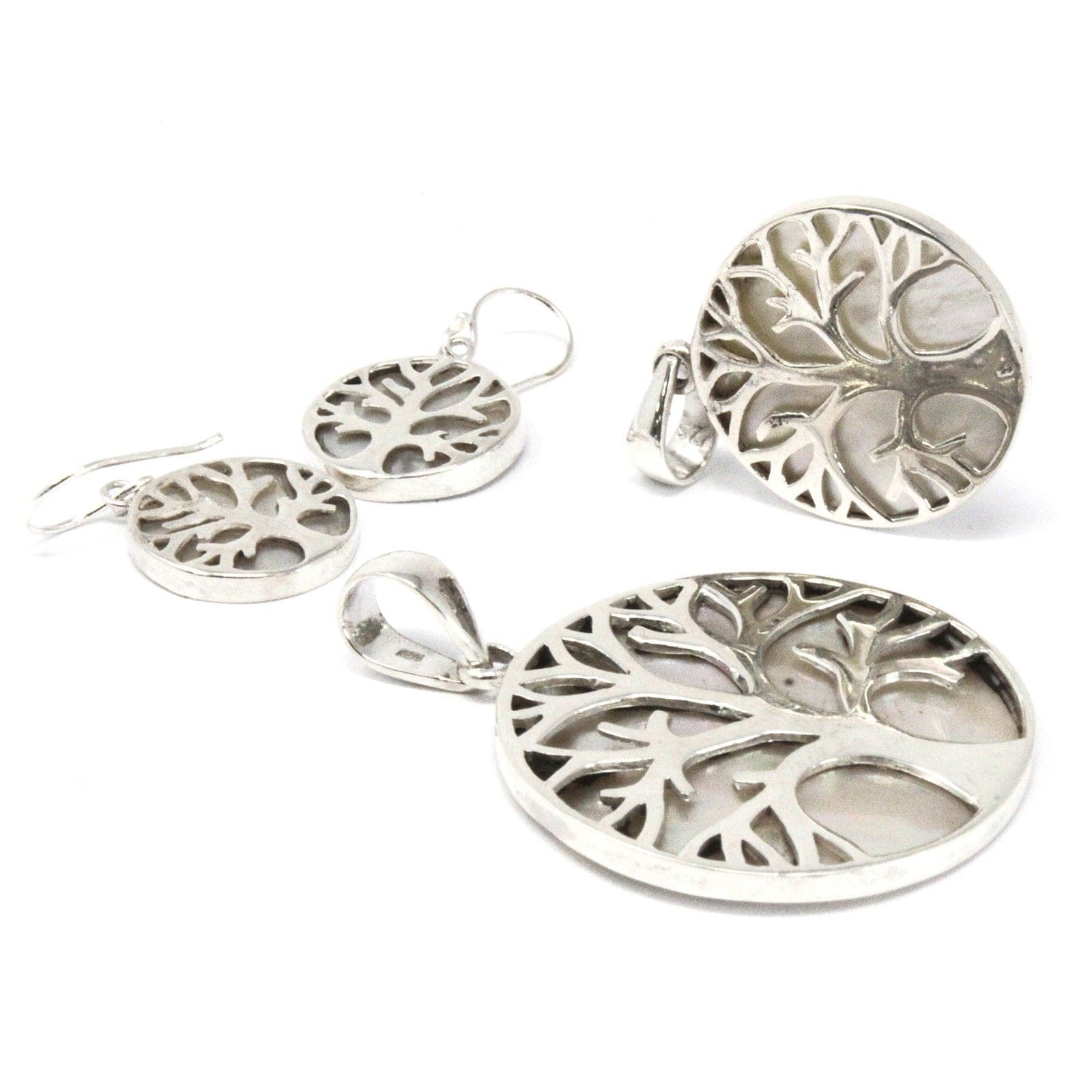 Bliss Tree of Life Silver Pendent 22mm - Mother of Pearl
