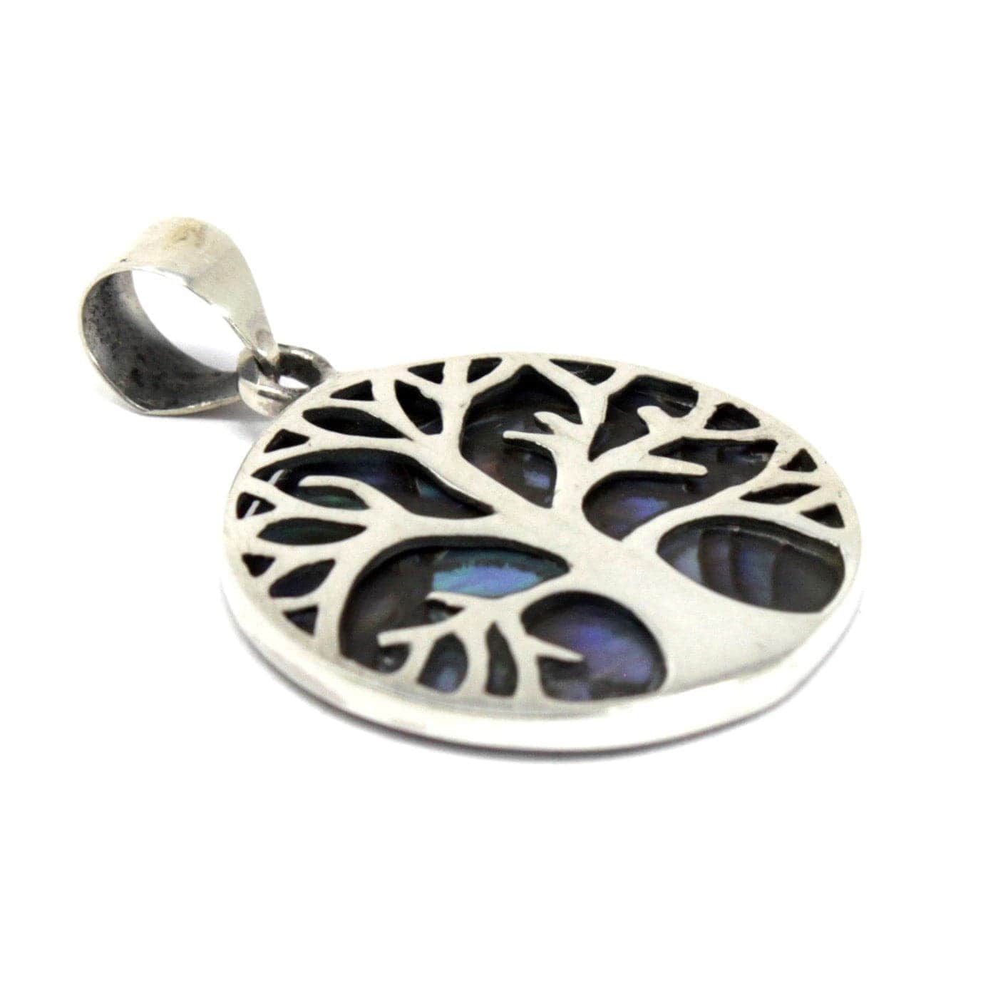 Bliss Tree of Life Silver Pendent 22mm - Abalone