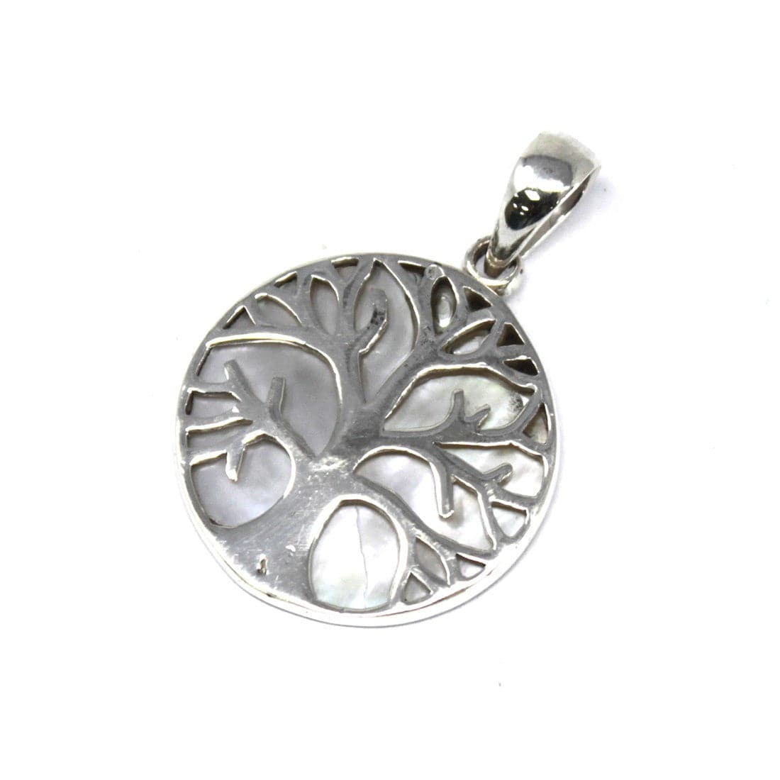 Bliss Tree of Life Silver Pendent 22mm - Mother of Pearl