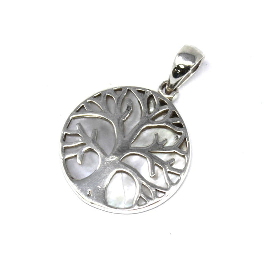 Bliss Tree of Life Silver Pendent 22mm - Mother of Pearl