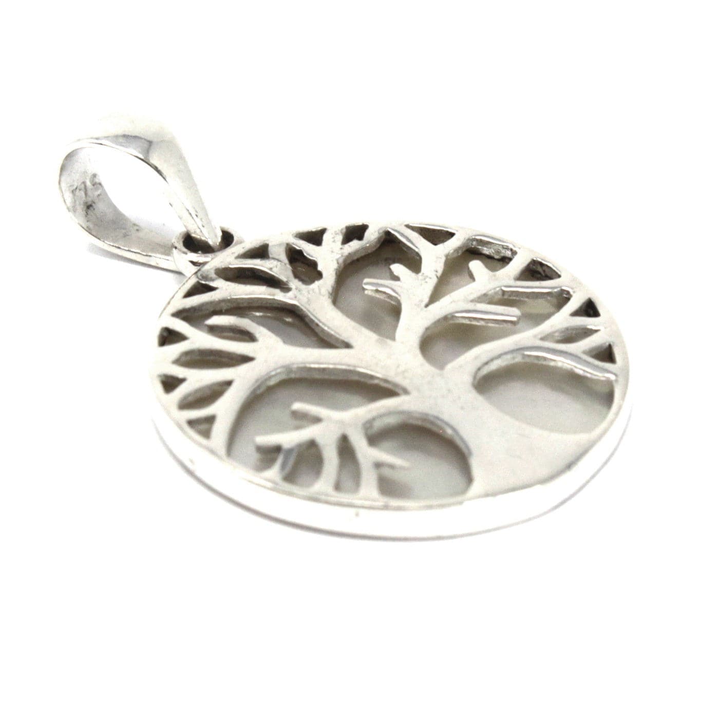 Bliss Tree of Life Silver Pendent 22mm - Mother of Pearl