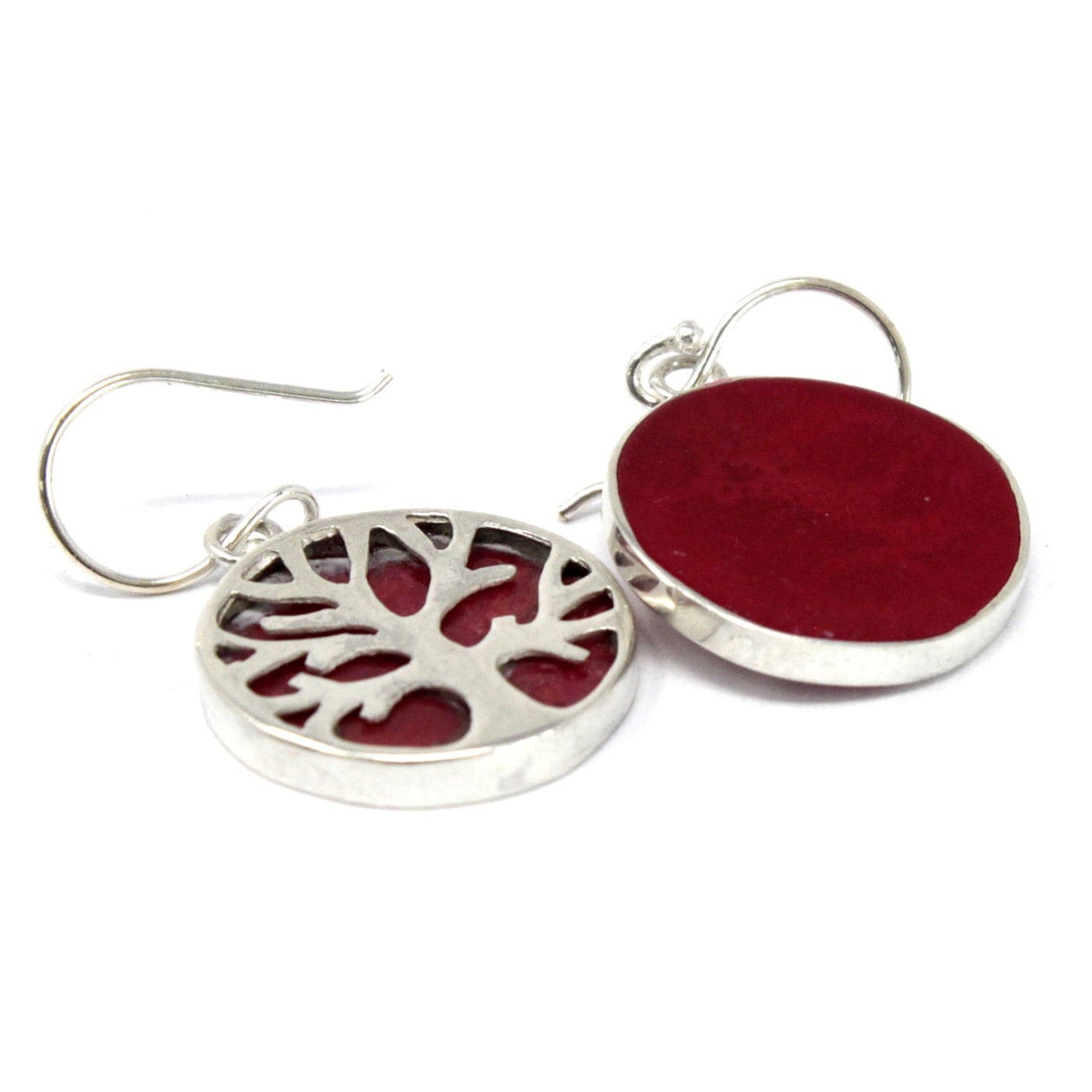 Bliss Tree of Life Silver Earrings 15mm - Coral Effect