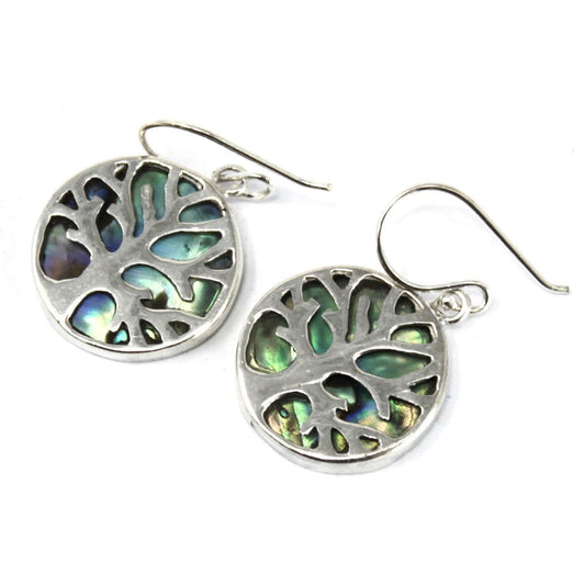 Bliss Tree of Life Silver Earrings 15mm - Abalone