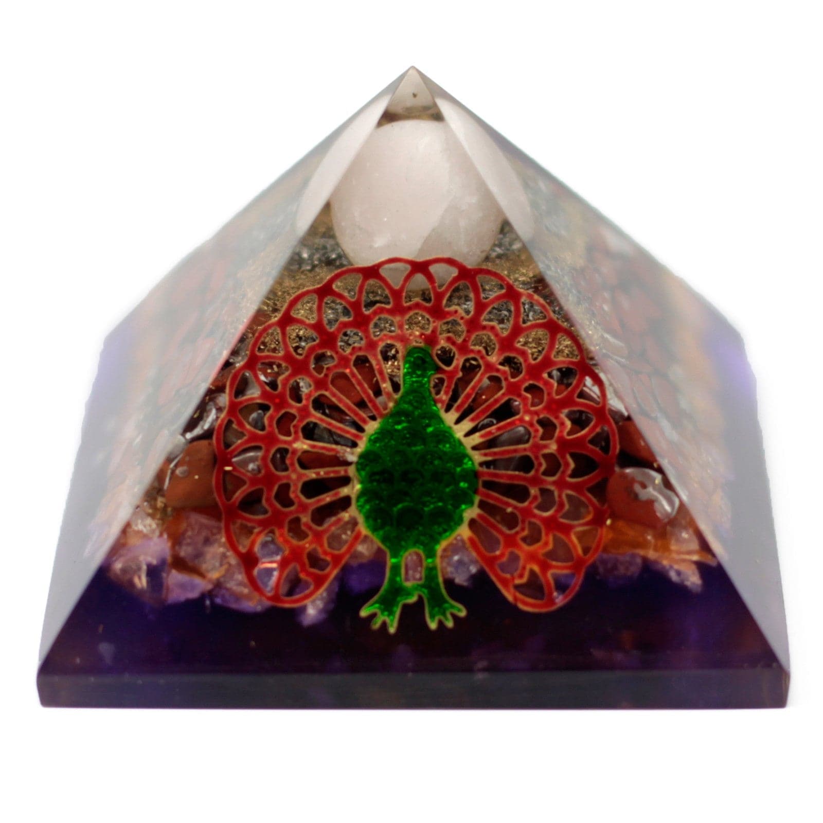 Lrg Organite Pyramid 70mm - Peacock（earth base) - best price from Maltashopper.com ORGN-13