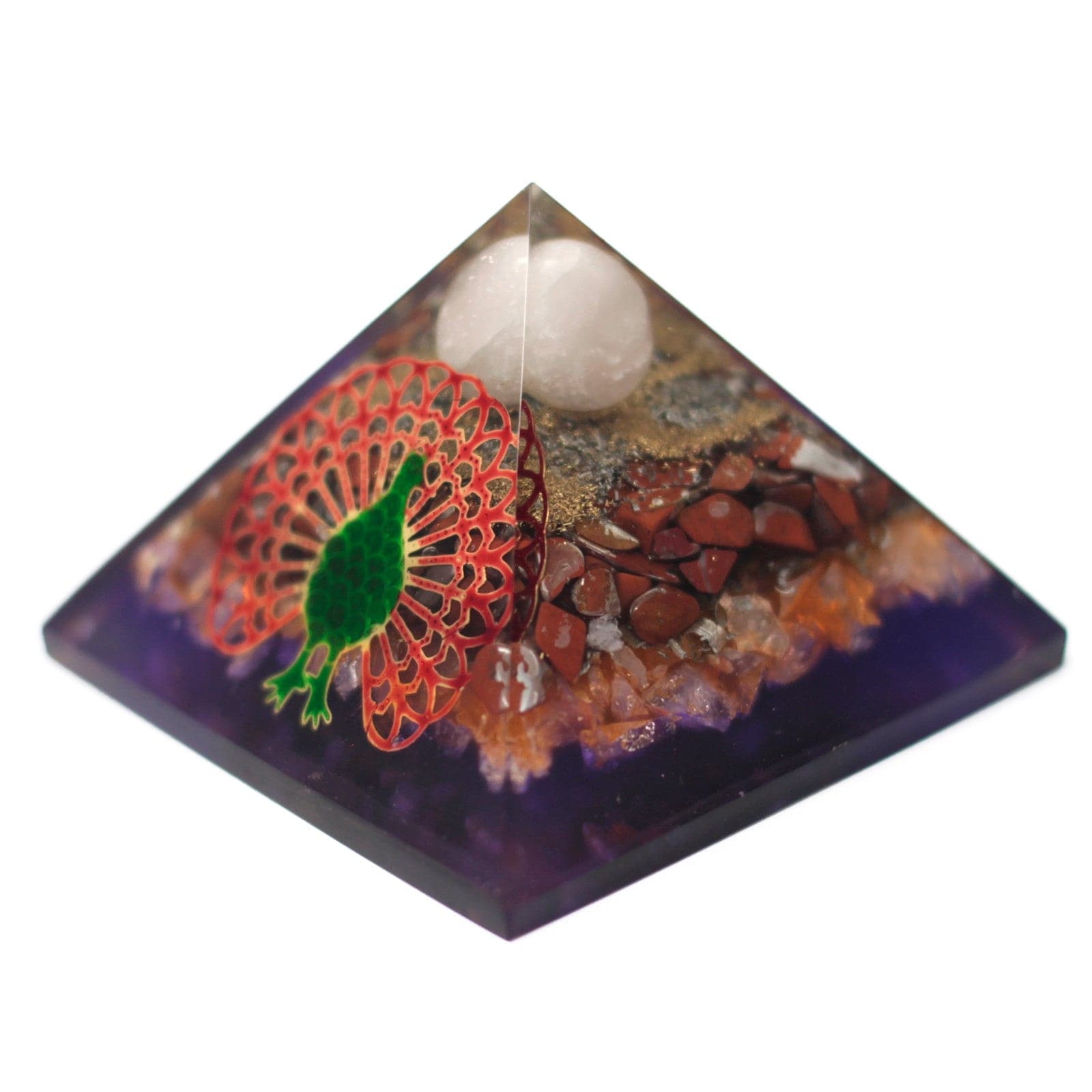 Lrg Organite Pyramid 70mm - Peacock（earth base) - best price from Maltashopper.com ORGN-13