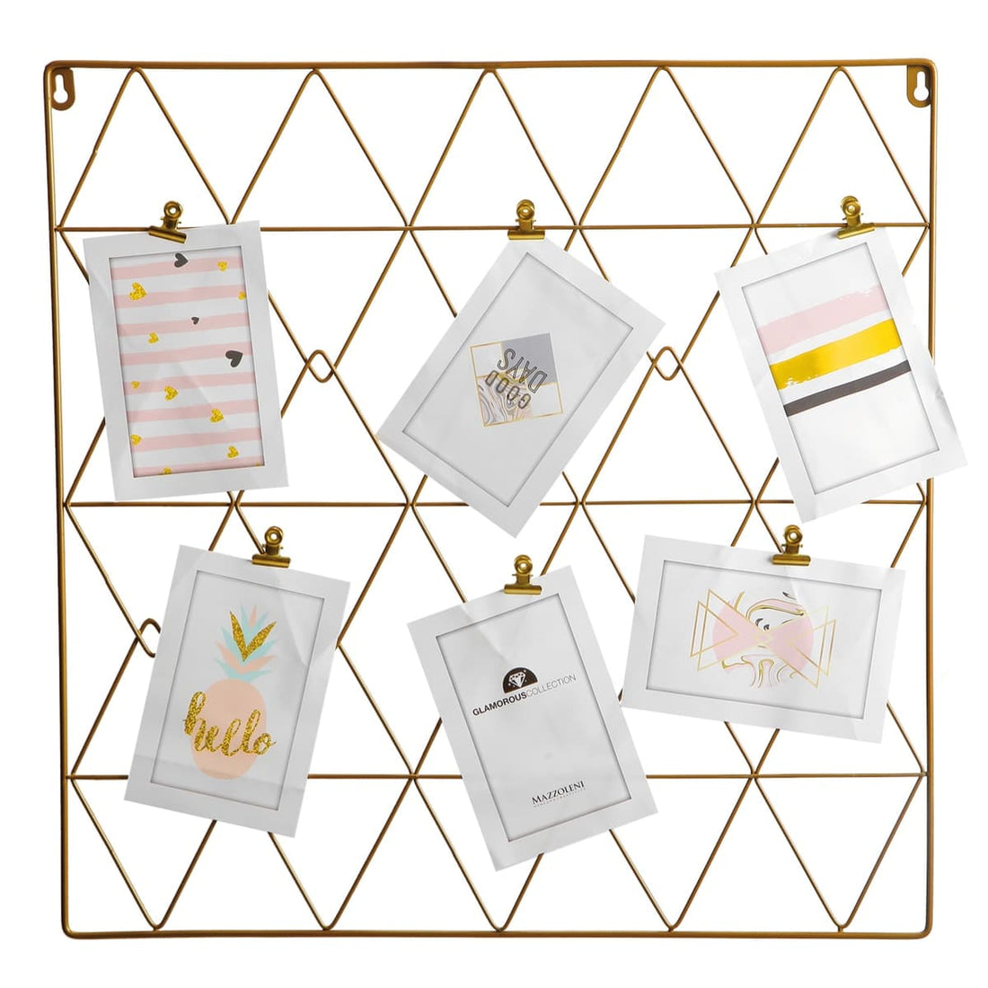6-PLACE GOLD METAL GRID NOTICE BOARD 50X50C, - best price from Maltashopper.com BR480009922