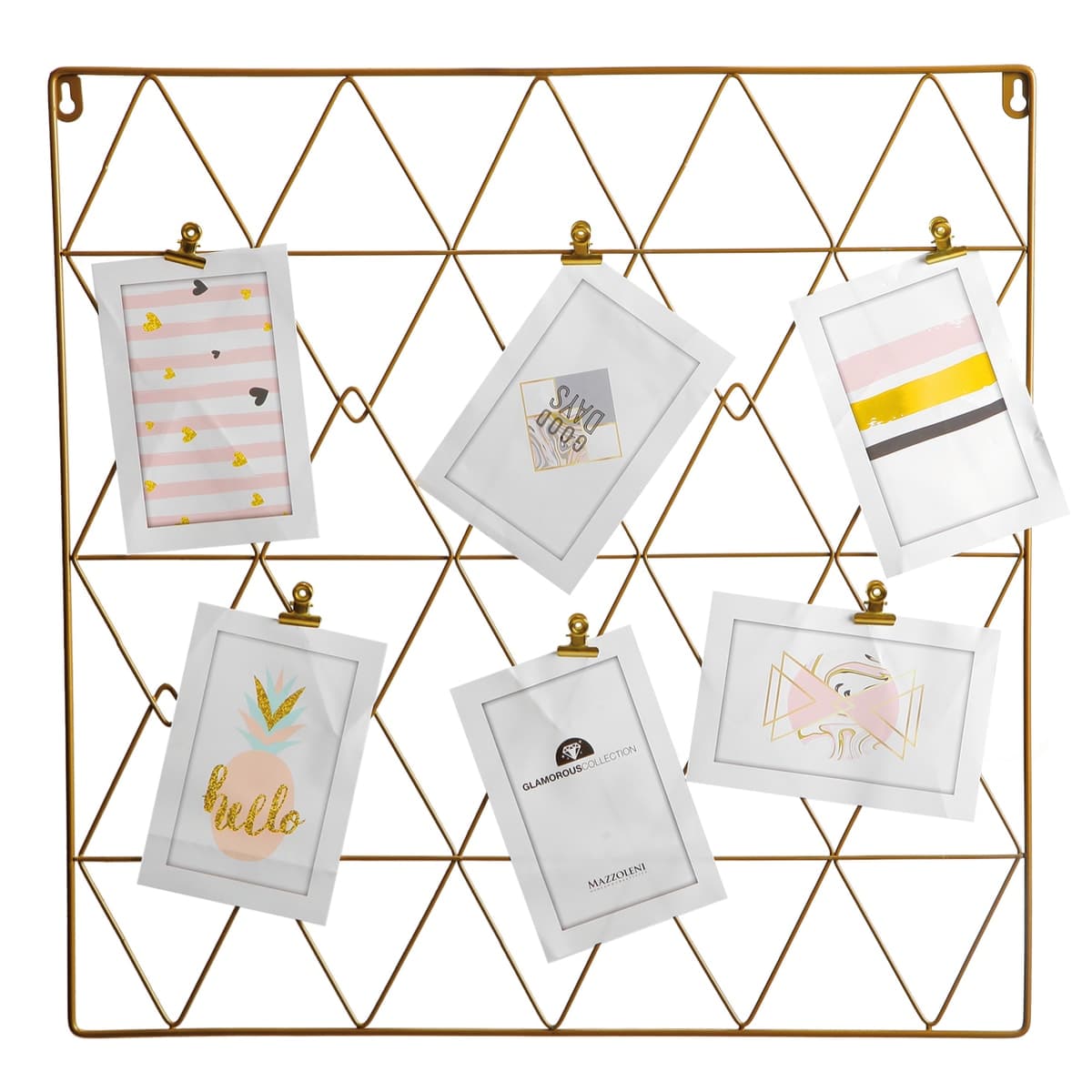 6-PLACE GOLD METAL GRID NOTICE BOARD 50X50C, - best price from Maltashopper.com BR480009922