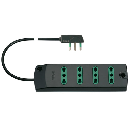 MULTI-SOCKET PLUG 16A 4-WAY 10/16A CABLE 1,5MT BLACK - best price from Maltashopper.com BR420110401