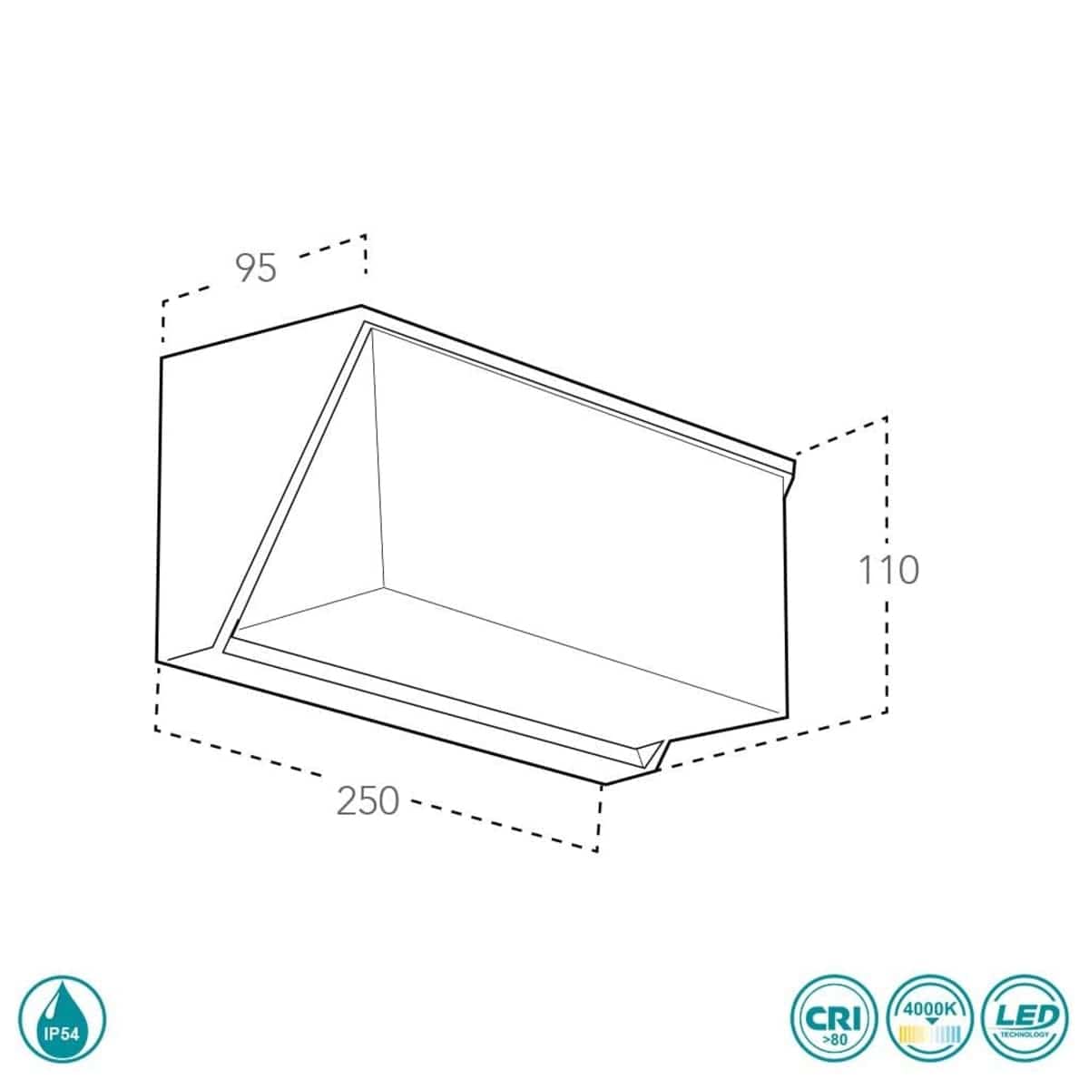 Bricocenter LUXON ALUMINIUM WALL LIGHT WHITE 25X11X9,5CM LED 12W NATURAL LIGHT IP54