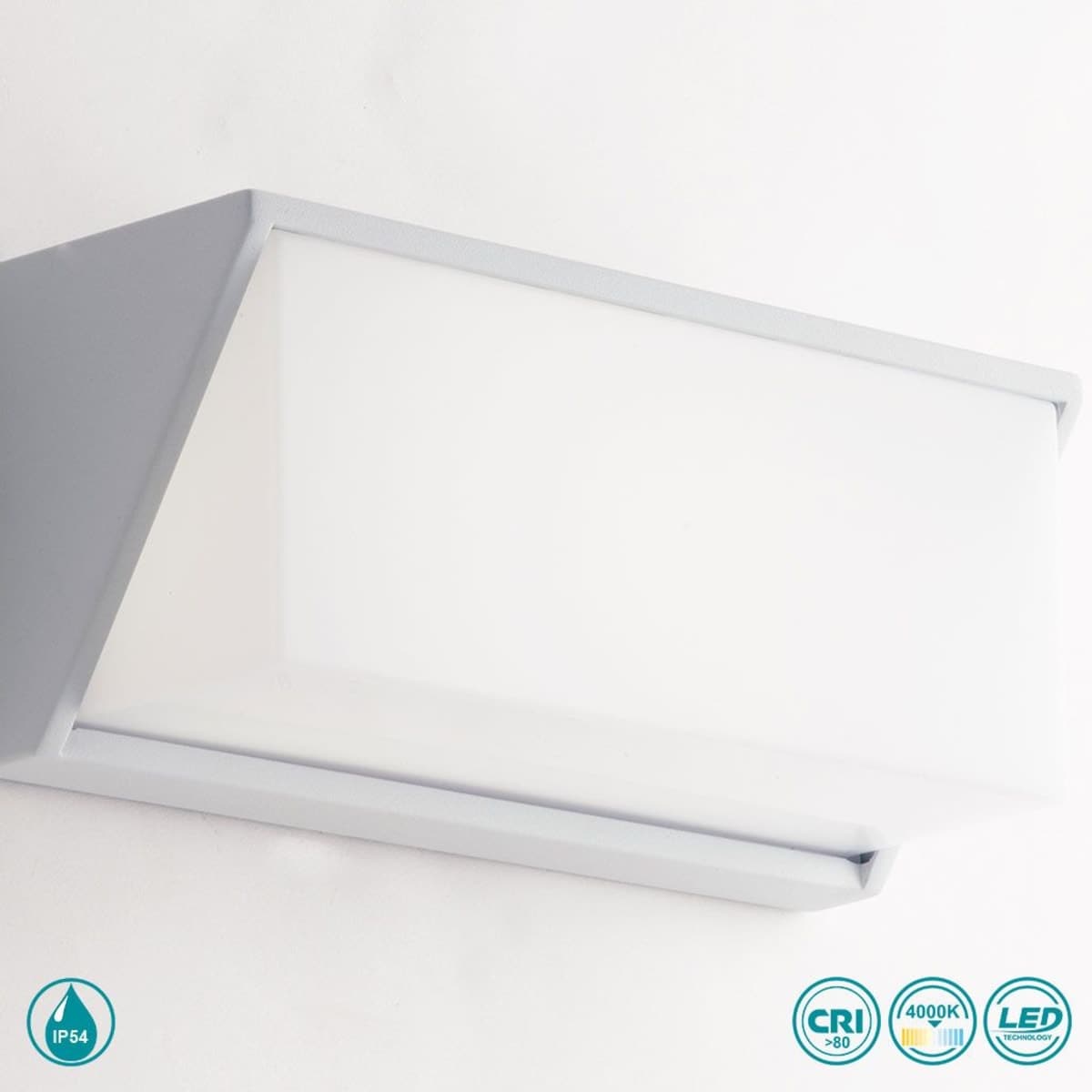 Bricocenter LUXON ALUMINIUM WALL LIGHT WHITE 25X11X9,5CM LED 12W NATURAL LIGHT IP54