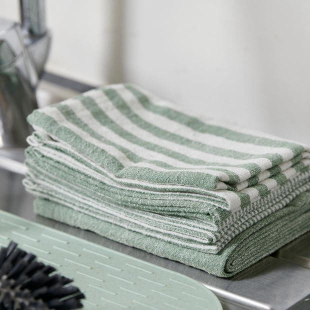 LAURENT Tea towels set of 3 green W 50 x L 70 cm - best price from Maltashopper.com CS651651