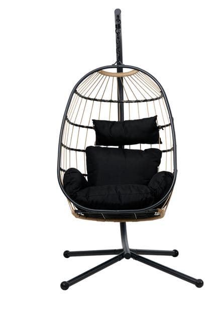 BAZAI Hanging chair with black support stand H 190 x W 110 x D 96 cm