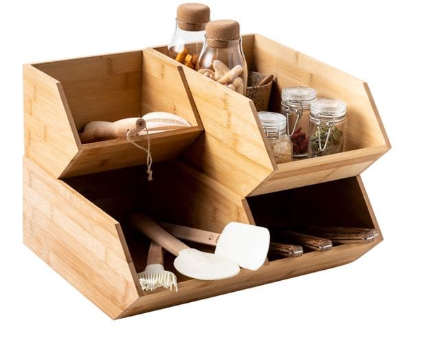 BAMBOO Natural stackable organizer H 13 x W 17 x D 31 cm - best price from Maltashopper.com CS647010