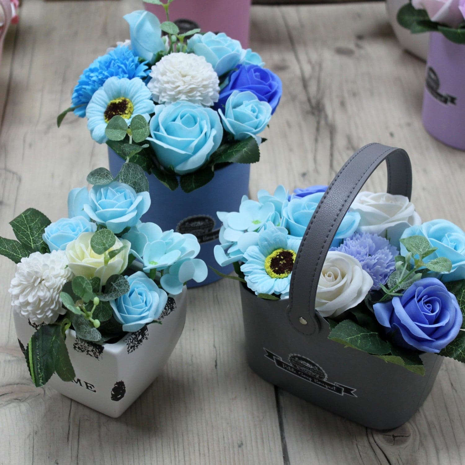Bouquet Petite Basket - Soothing Blues - best price from Maltashopper.com PSFB-01