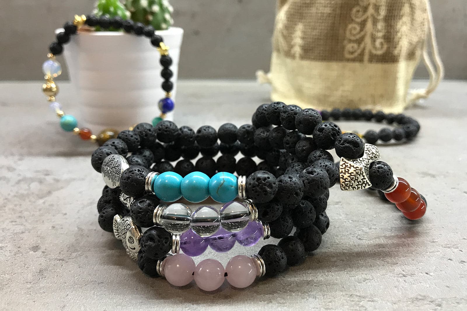 Bliss Lava Stone Bracelet - Axe-head Carnelian