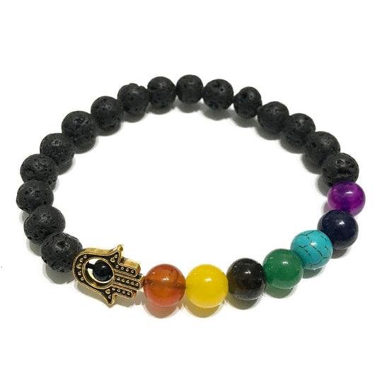 Lava Stone Bracelet - Hamsa Chakra - best price from Maltashopper.com LAVASB-03