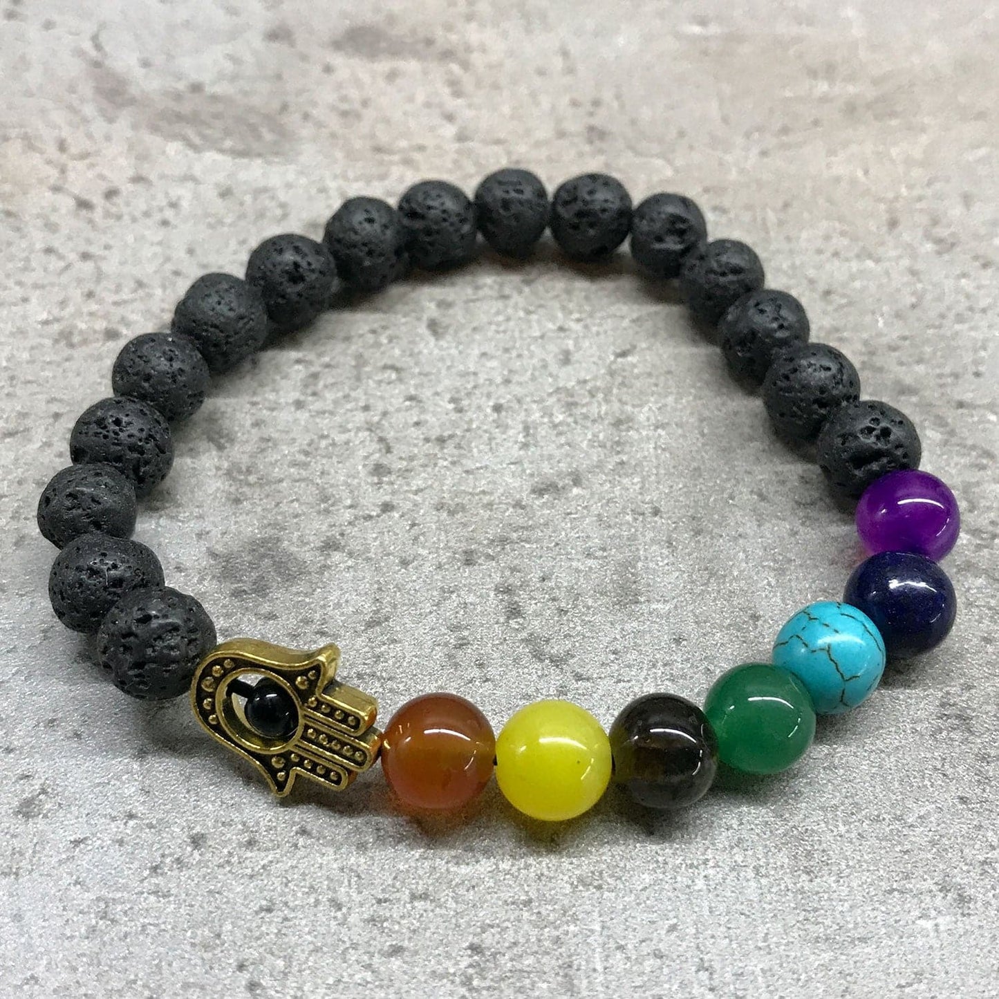 Lava Stone Bracelet - Hamsa Chakra - best price from Maltashopper.com LAVASB-03