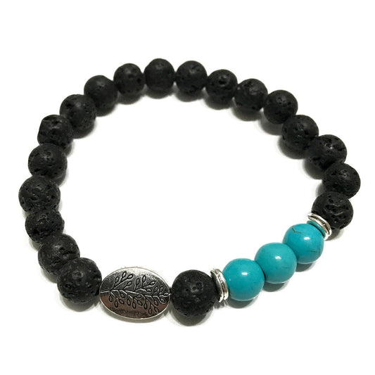 Bliss Lava Stone Bracelet - Leaf Turquoise