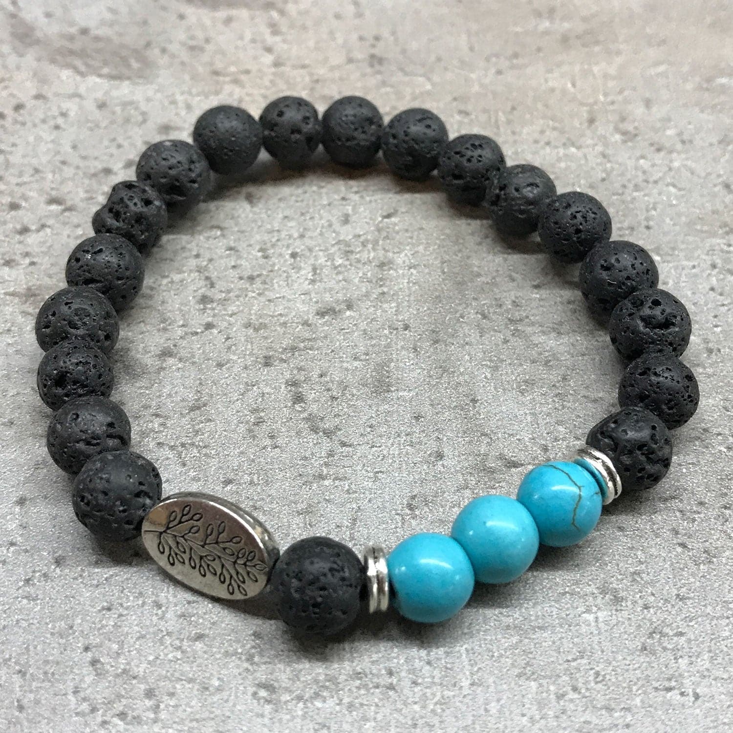 Lava Stone Bracelet - Leaf Turquoise - best price from Maltashopper.com LAVASB-07