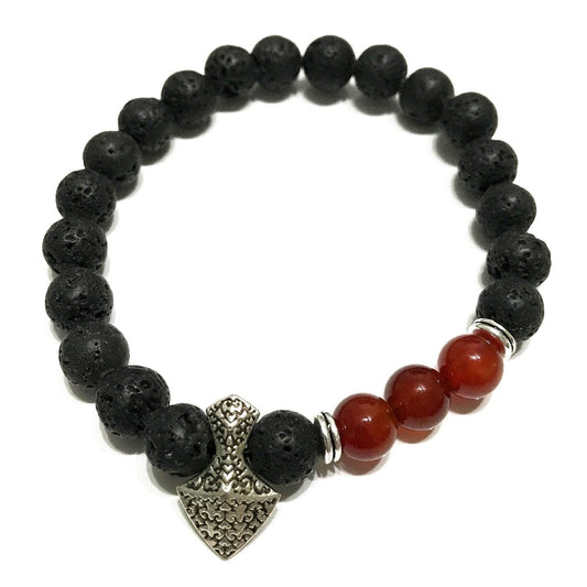 Bliss Lava Stone Bracelet - Axe-head Carnelian