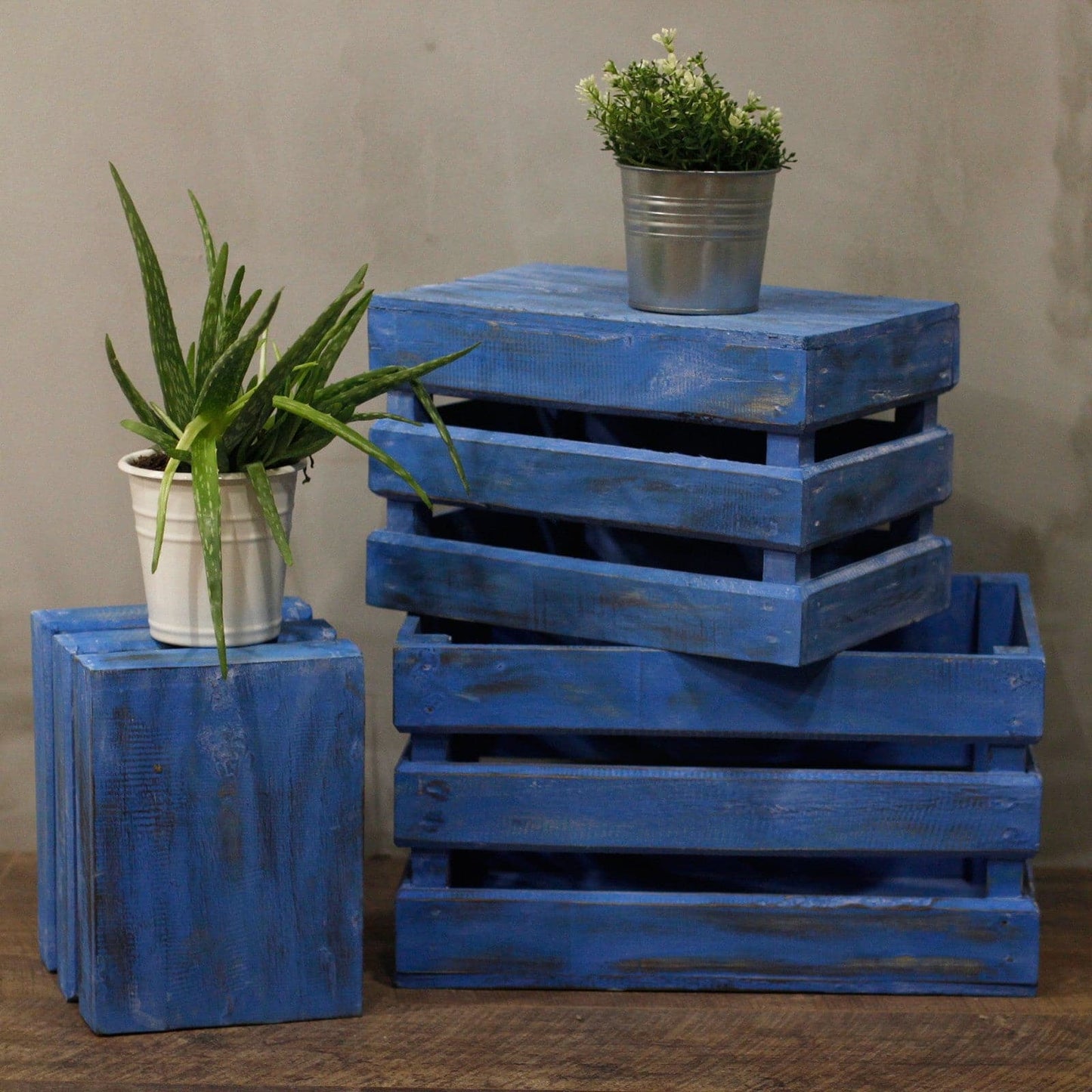 Bliss Set of 3 Storage/Display Boxes - Bluewash