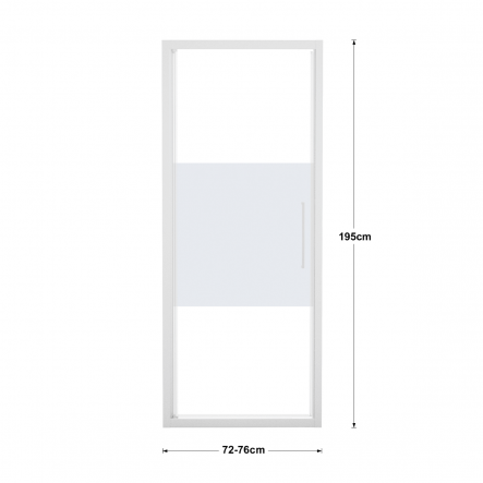 RECORD HINGED DOOR L 72-76 H 195 CM SCREEN-PRINTED GLASS 6 MM WHITE - best price from Maltashopper.com BR430004554
