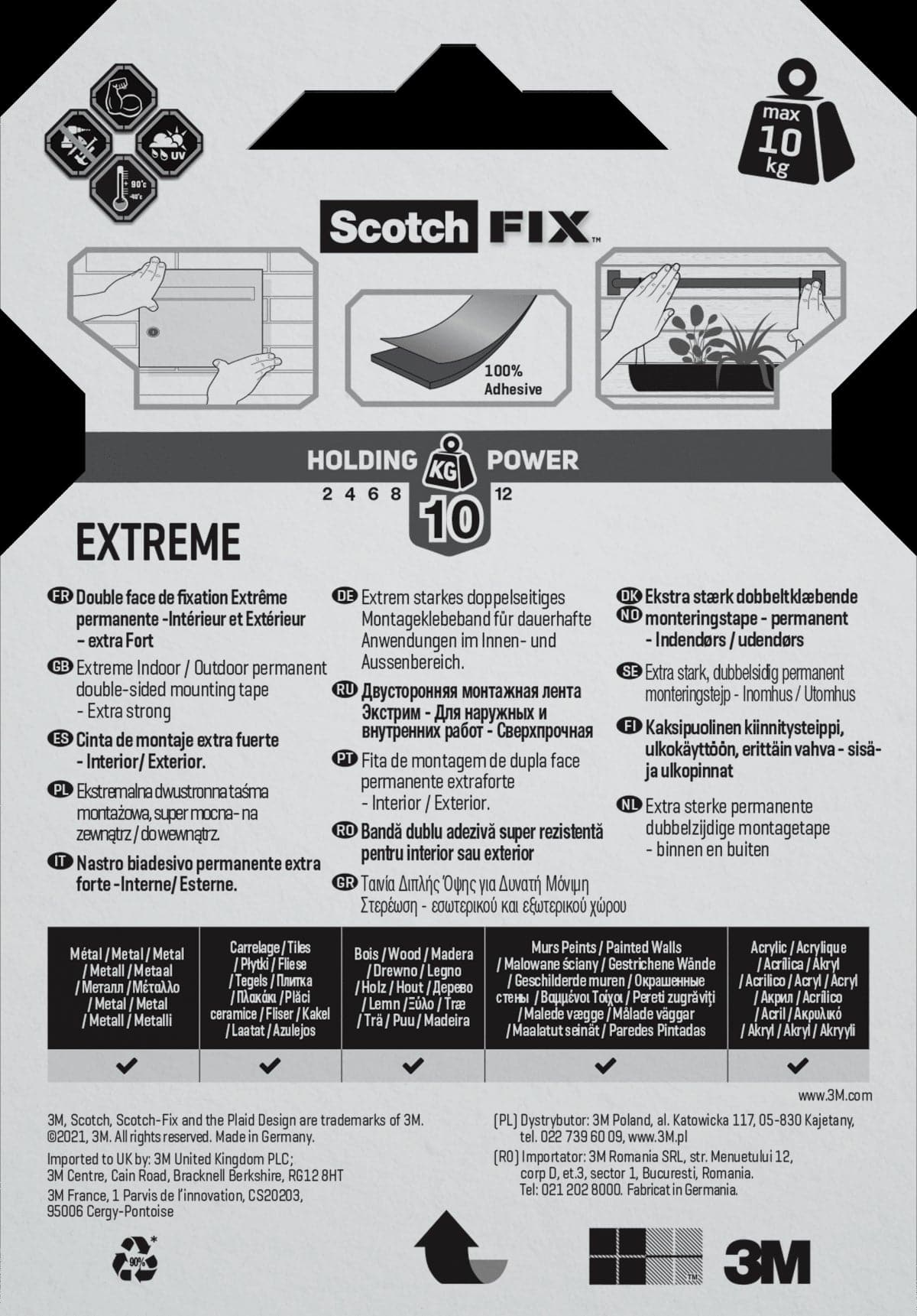 SCOTCH-FIXEXTREME FIXING TAPE UP TO 10 KG 19 MM X 1.5 M - best price from Maltashopper.com BR410007413