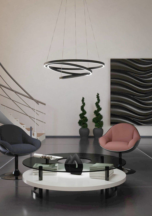 LOBINERO ALUMINIUM CHANDELIER BLACK D58 H110CM LED 43W CCT - best price from Maltashopper.com BR420007458