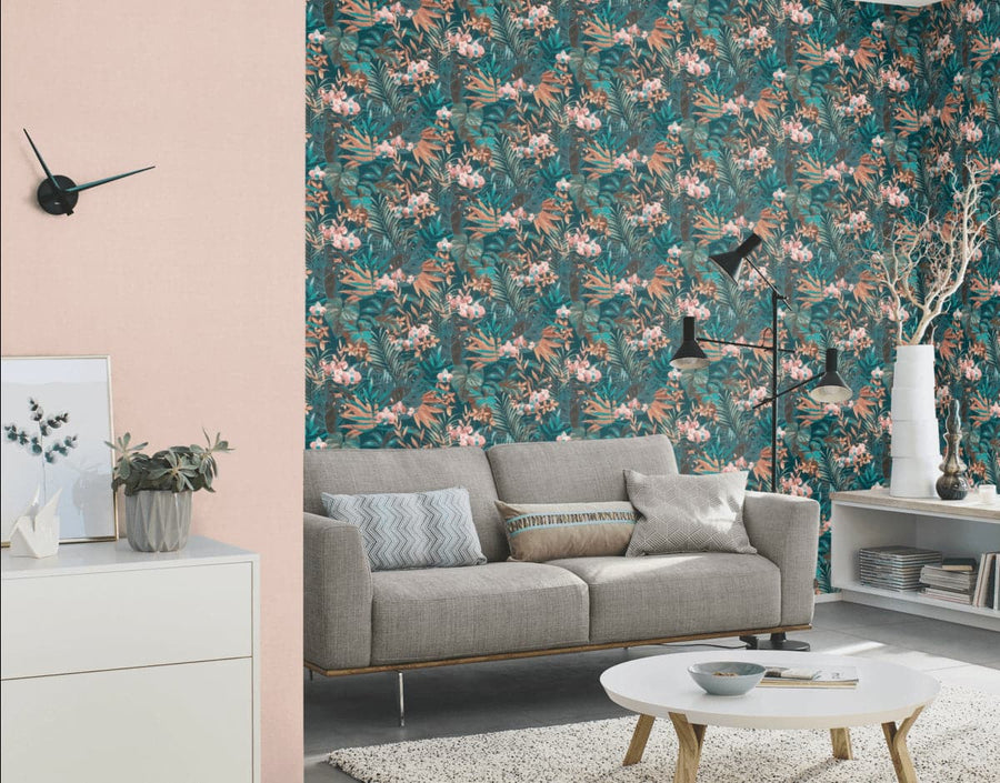 ORCHID AND BLUE FERN WALLPAPER 53CMX10.5M - best price from Maltashopper.com BR480010840