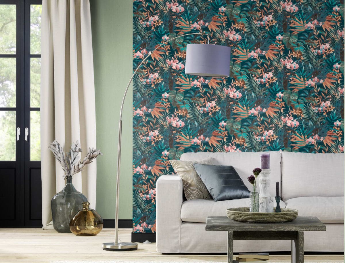 ORCHID AND BLUE FERN WALLPAPER 53CMX10.5M - best price from Maltashopper.com BR480010840