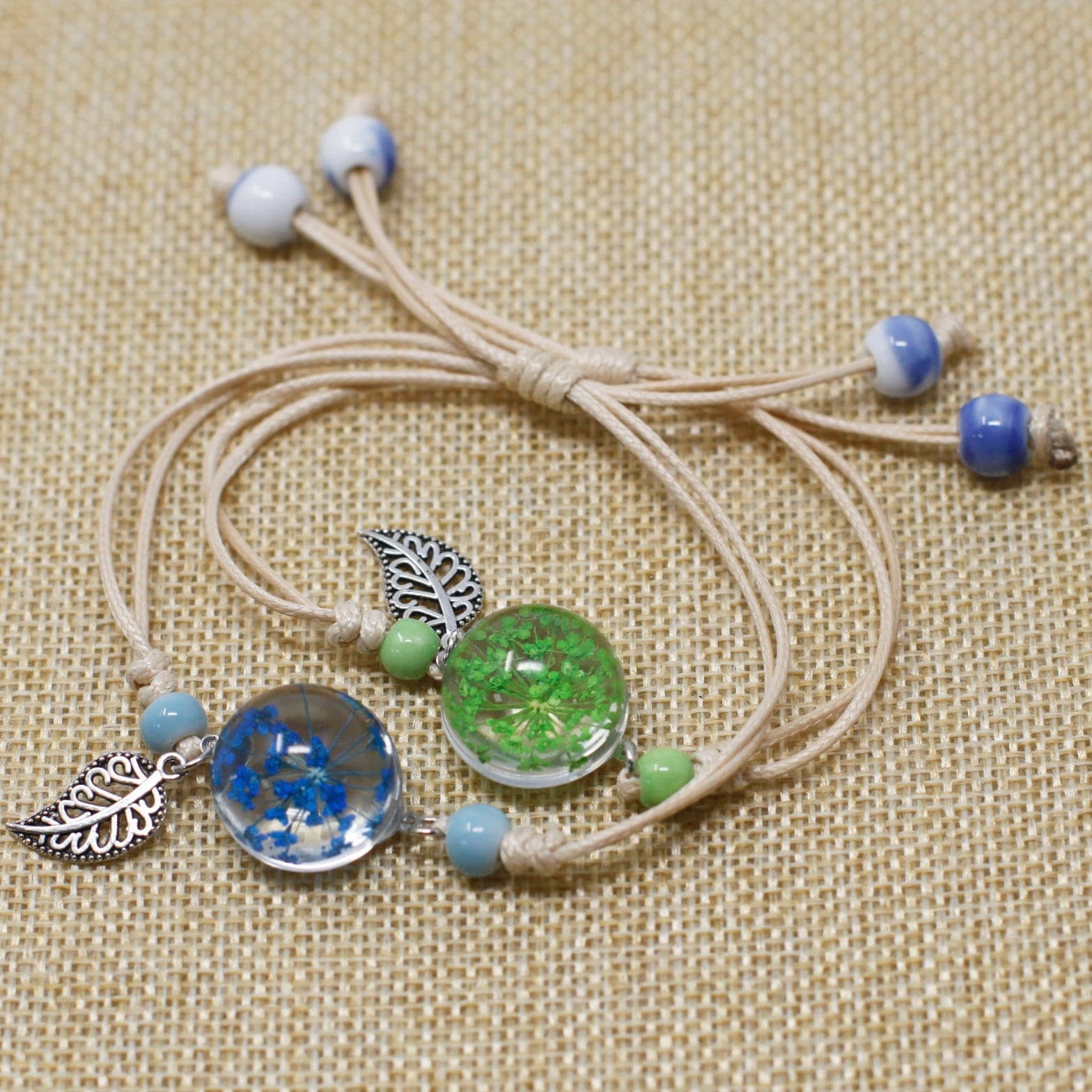 Pressed Flowers - Pretty Flower & Leaf Braclet - best price from Maltashopper.com PFJ-10