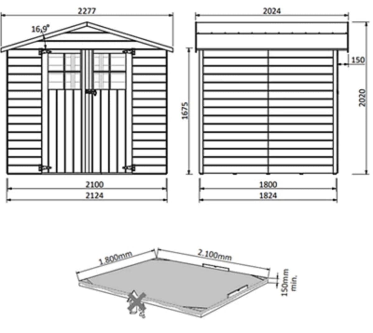 IRIS WOODEN SHED 2.10 X 1.80 12 MM PANELS - Premium Houses from Bricocenter - Just €782.99! Shop now at Maltashopper.com