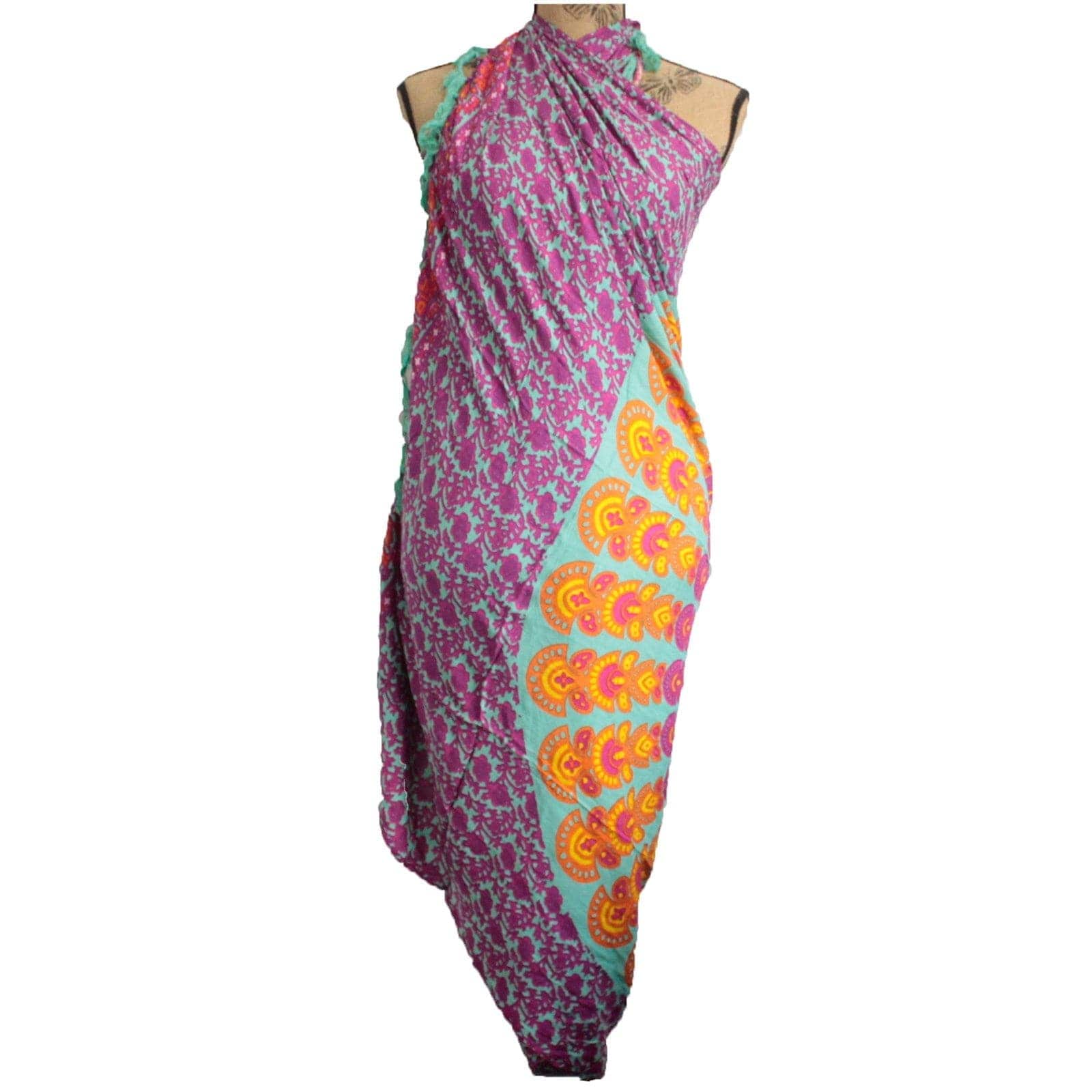 Teal Purple Mandela Sarong