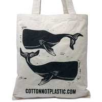 Lrg Natural 6oz Cotton Bag 38x42cm - WHALES - best price from Maltashopper.com CCOTT-16