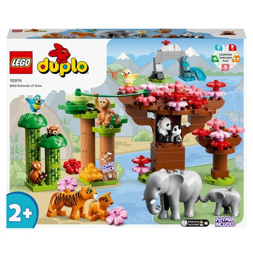 LEGO DUPLO Wild Animals of Asia Bricks Set with Panda & Elephant Baby Animal Toy Figures Plus Sounds