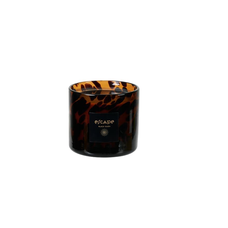 OUDH Scented candle in black, brown, multicolored vase H 8 cm - Ø 8 cm