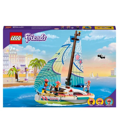 LEGO Friends Stephanie's Sailing Adventure Toy Boat Set with Island, Drone, and 3 Mini Figures