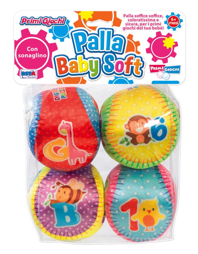 Baby Soft Ball - 4 Balls with Rattle 10 cm