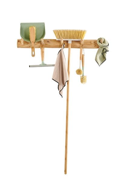 Casa JASMIN Dustpan with broom green, natural, H 7 x W 21,5 x L 31 cm