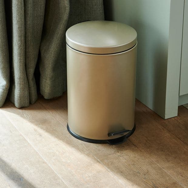 GOLD Golden pedal bin H 46.5 cm - Ø 29.5 cm - best price from Maltashopper.com CS668395