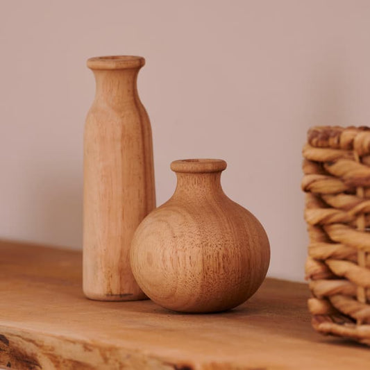 RUBBERWOOD Natural decorative vase - best price from Maltashopper.com CS684600