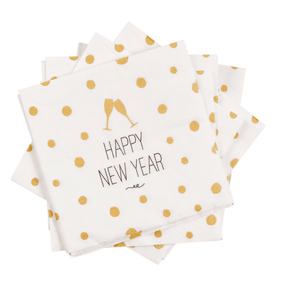 NEW YEAR Set of 20 white napkins W 25 x L 25 cm - best price from Maltashopper.com CS659939